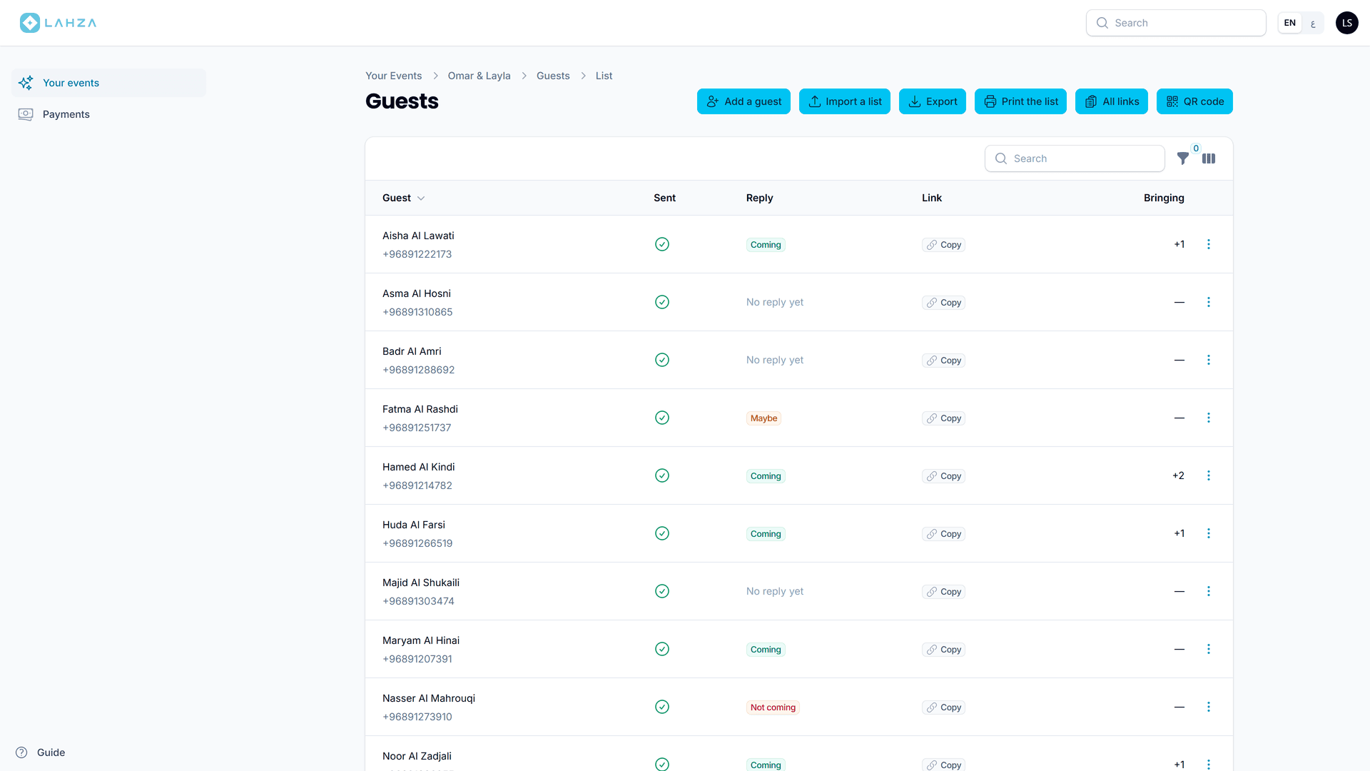 Lahza — Event Website & Digital Invitation Platform