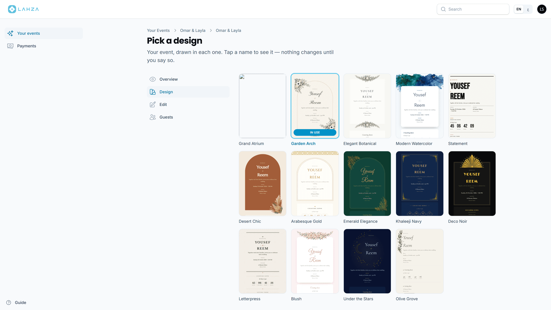 Lahza — Event Website & Digital Invitation Platform