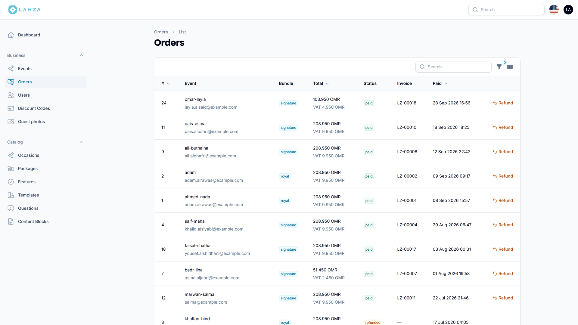 Lahza — Event Website & Digital Invitation Platform